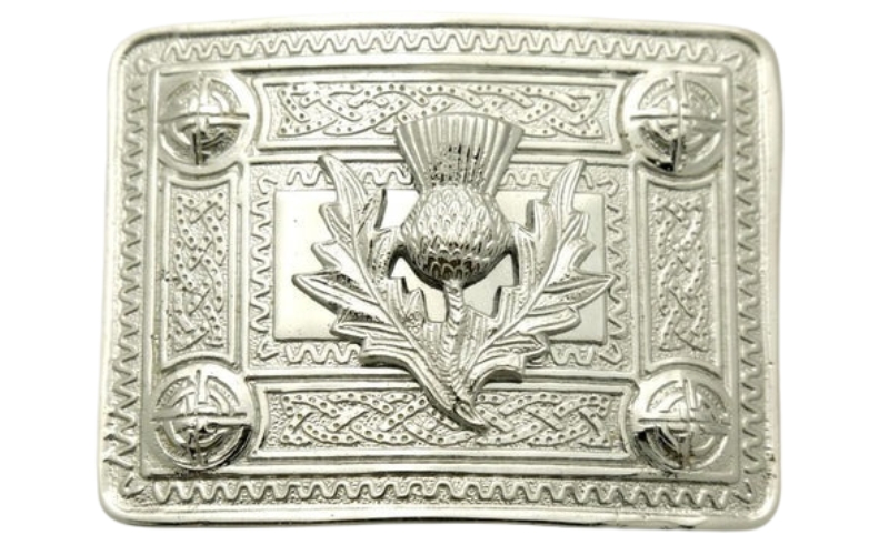 Celtic Knot With Thistle Mount Buckle For Kilt Belt.jpg