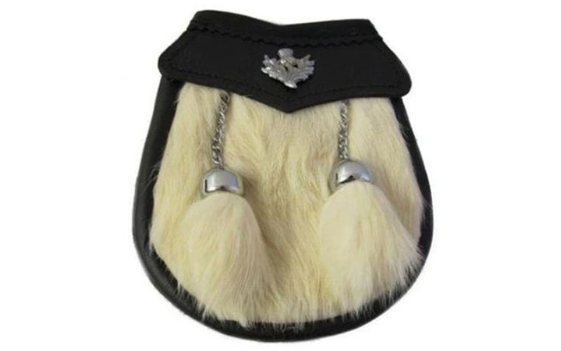 Boys White Rabbit Fur Sporran Pouch.jpg