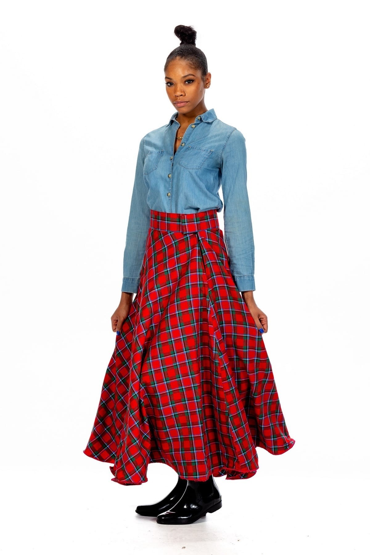 Tartan long store skirts