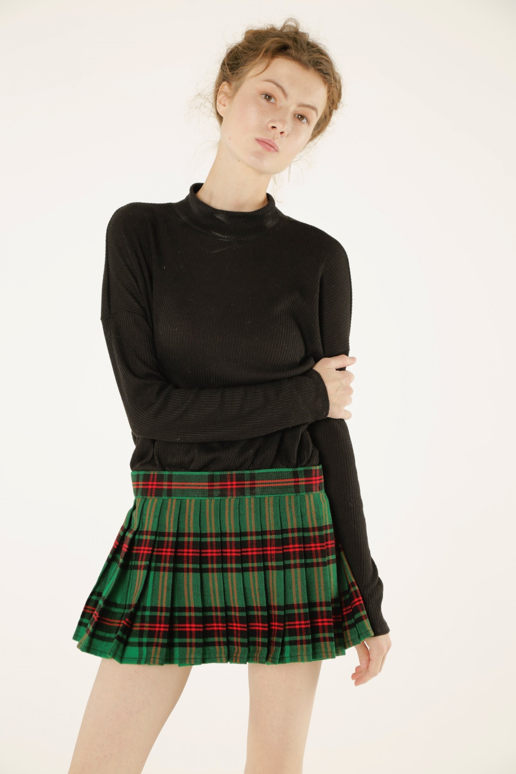 Pleated tartan plaid outlet mini skirt